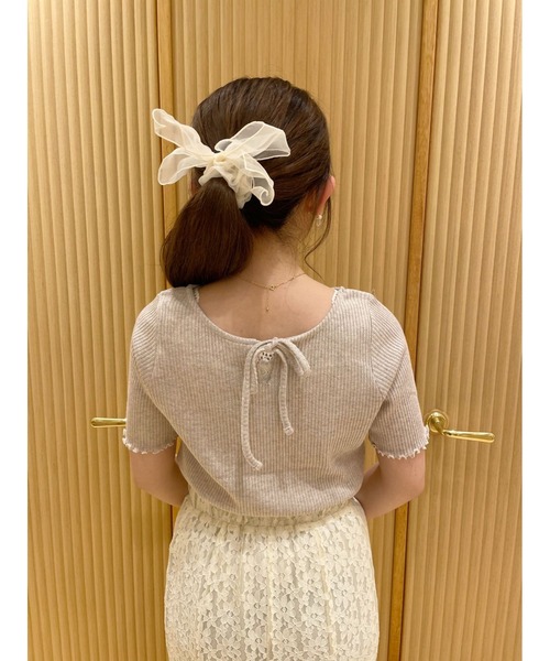 flower（フラワー）の「グリッターリボントップ（Tシャツ/カットソー・レディース・グレー/アイボリー・FREE）」の18枚目の写真