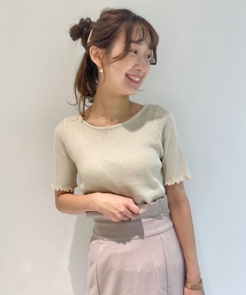 flower（フラワー）の「グリッターリボントップ（Tシャツ/カットソー・レディース・グレー/アイボリー・FREE）」の3枚目の写真