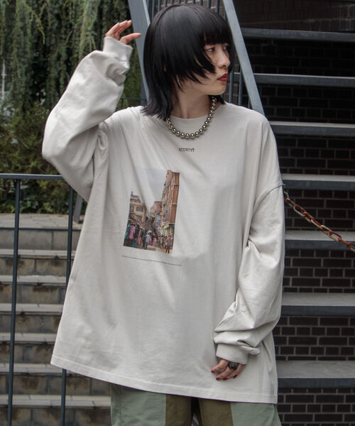 GLOSTER（グロスター）の「【GLOSTER/グロスター】TRIPPY グラフィックロンT フォトT（Tシャツ/カットソー・メンズ・ホワイト系その他/ホワイト系その他2/ライトグレー/サックスブルー・M/L）」の5枚目の写真