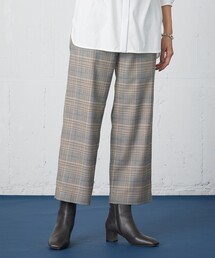 【洗える】PL/Visストレッチチェック セミワイド パンツ