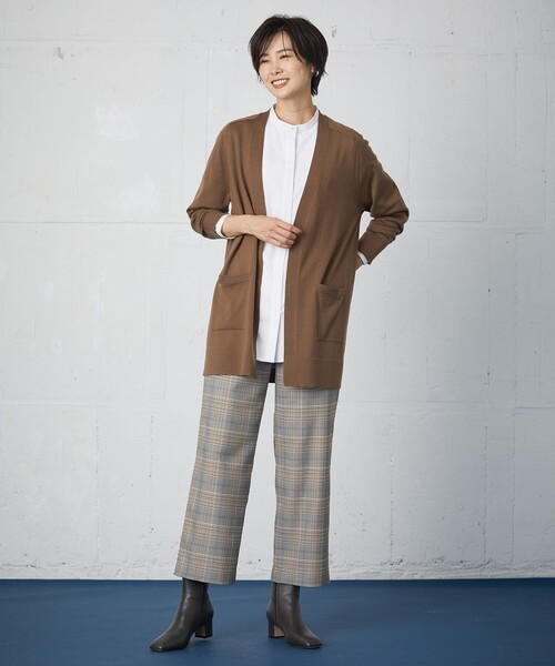 J.PRESS(ジェイプレス)の「【洗える】PL/Visストレッチチェック セミワイド パンツ(その他パンツ・レディース・グレー系3・11/9/13/7)」の3枚目の写真