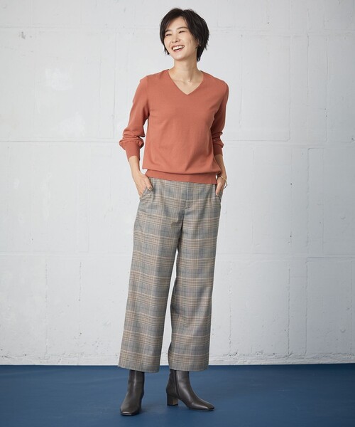 J.PRESS(ジェイプレス)の「【洗える】PL/Visストレッチチェック セミワイド パンツ(その他パンツ・レディース・グレー系3・11/9/13/7)」の6枚目の写真