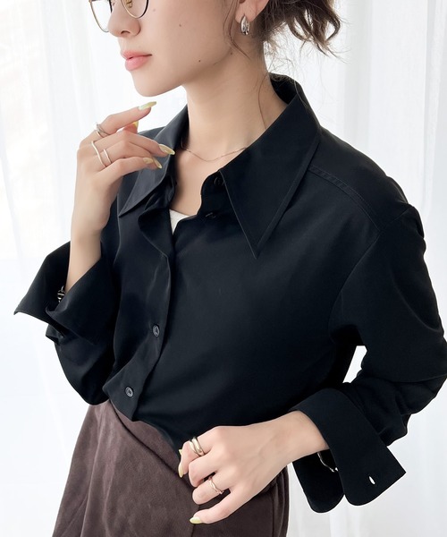 classicalelf(クラシカルエルフ)の「大人の洗練アイテム。ビッグカラー&カフスベーシックブラウス(シャツ/ブラウス・レディース・ブラック/ライトグレー/オフホワイト・SMALL/X-LARGE/LARGE/MEDIUM)」の22枚目の写真