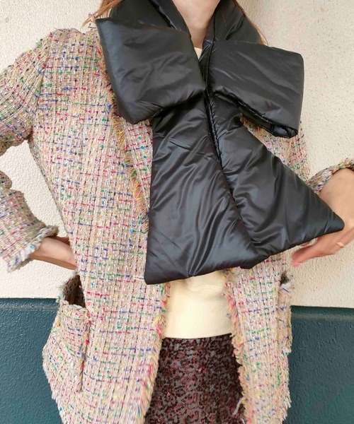 Casselini(キャセリーニ)の「Casselini(キャセリーニ)パデットリボンティペット(マフラー・レディース・ブラック/オフホワイト/ピンク/グリーン・FREE)」の15枚目の写真