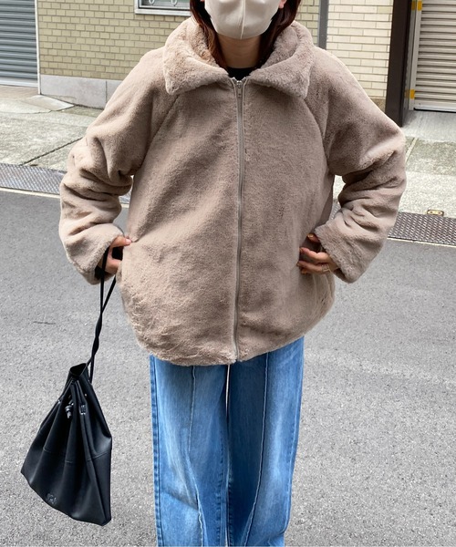 CPCM（シーピーシーエム）の「襟付きファーブルゾン（ブルゾン・レディース・ブラウン/アイボリー/グレイッシュベージュ・FREE）」の14枚目の写真