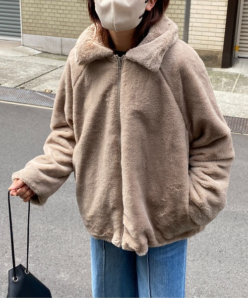 CPCM（シーピーシーエム）の「襟付きファーブルゾン（ブルゾン・レディース・ブラウン/アイボリー/グレイッシュベージュ・FREE）」の10枚目の写真