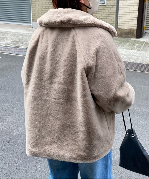 CPCM（シーピーシーエム）の「襟付きファーブルゾン（ブルゾン・レディース・ブラウン/アイボリー/グレイッシュベージュ・FREE）」の17枚目の写真