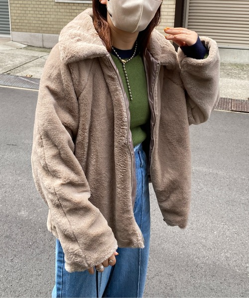 CPCM（シーピーシーエム）の「襟付きファーブルゾン（ブルゾン・レディース・ブラウン/アイボリー/グレイッシュベージュ・FREE）」の22枚目の写真