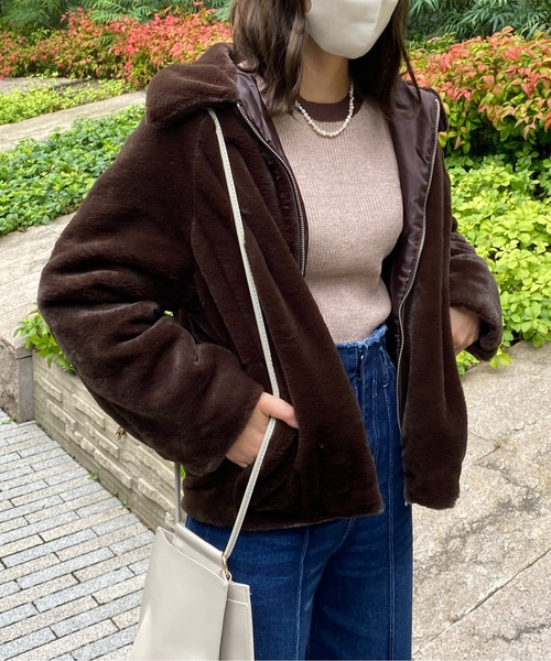 CPCM（シーピーシーエム）の「襟付きファーブルゾン（ブルゾン・レディース・ブラウン/アイボリー/グレイッシュベージュ・FREE）」の19枚目の写真