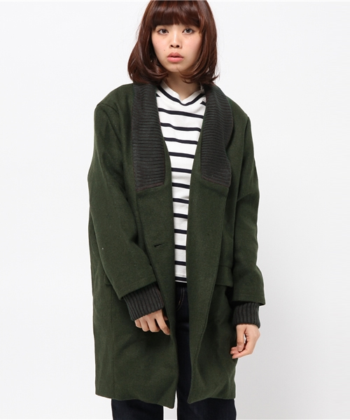 OUTLET（アウトレット）の「【WHO'S WHO gallery】ショールリブコクーンコート（その他アウター・レディース・グレー/カーキ/ネイビー・FREE）」の2枚目の写真