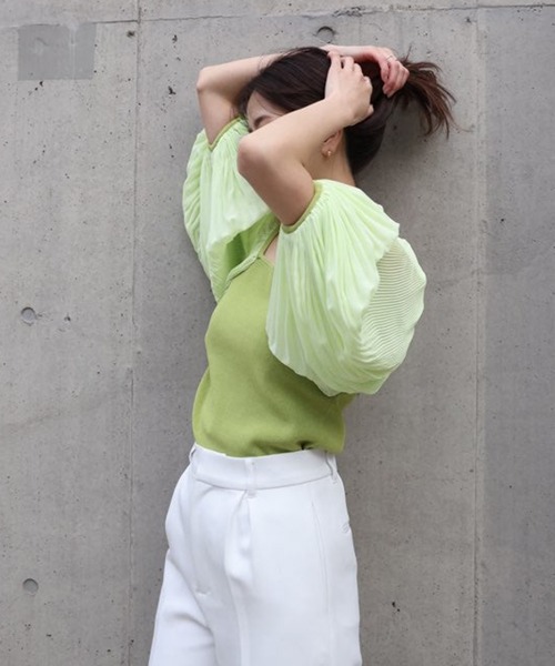 CISLYS（シスリス）の「【CISLYS】Canele sleeve compact tops（Tシャツ/カットソー・レディース・ホワイト/ブラック/ミント・FREE）」の10枚目の写真