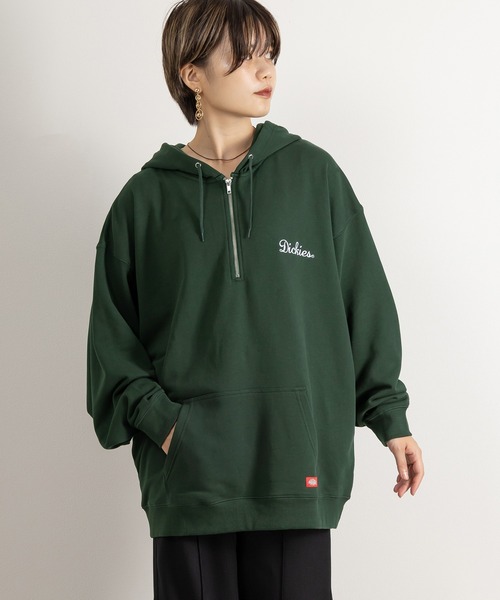 Dickies(ディッキーズ)の「【DICKIES/ディッキーズ】ワンポイント刺繍ハーフジップフーディ/パーカー/ビッグシルエット(パーカー・メンズ・ブラック/グレー/ブラウン/ベージュ/グリーン/イエロー/ブルー・M/L/XL)」の18枚目の写真