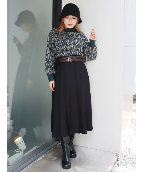 MURUA（ムルーア）の「パターンジャガードニットプルオーバー（ニット/セーター・レディース・ブラック/ブラウン/ブルー/ベージュ/グリーン・FREE）」の15枚目の写真