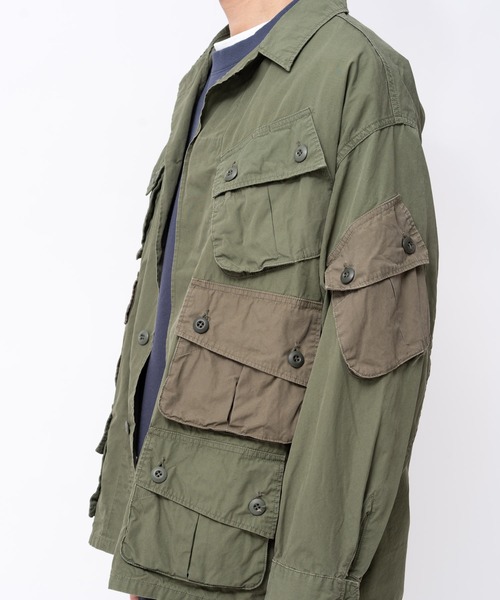 CAL O LINE（キャルオーライン）の「【 CAL O LINE / キャル オー ライン 】 カスタム ジャングル ファティーグジャケット CUSTOM JUNGLE FATIGUE JACKET SES COL CL222-040（ミリタリージャケット・メンズ・オリーブドラブ・L/M）」の8枚目の写真