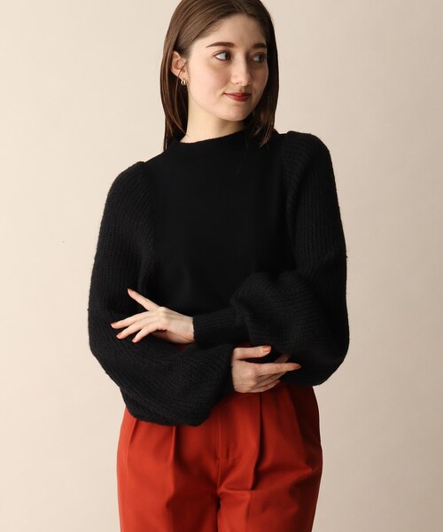 OPAQUE.CLIP（オペークドットクリップ）の「◆ウール混ボリューム袖デザインニット（ニット/セーター・レディース・ブラック/ホワイト系/オレンジ・38）」の12枚目の写真