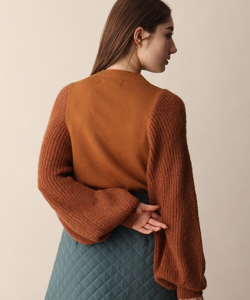 OPAQUE.CLIP（オペークドットクリップ）の「◆ウール混ボリューム袖デザインニット（ニット/セーター・レディース・ブラック/ホワイト系/オレンジ・38）」の16枚目の写真