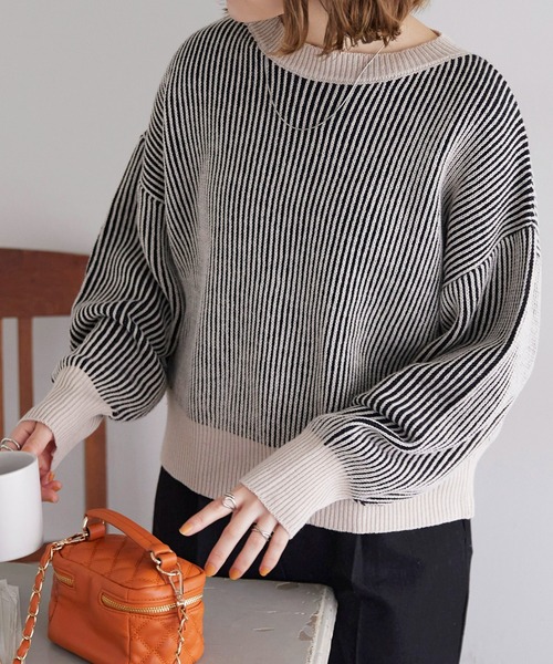 DISCOAT（ディスコート）の「【WEB限定】配色ストライプニット（ニット