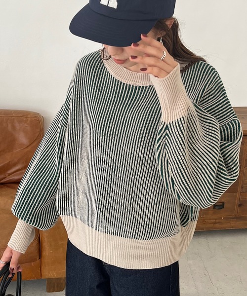 DISCOAT（ディスコート）の「【WEB限定】配色ストライプニット（ニット