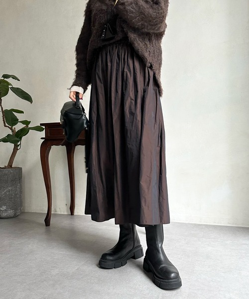 DouDou（ドゥドゥ）の「【WEB限定】タフタフレアスカート（スカート・レディース・ダークグリーン/オリーブ/ブラウン・FREE）」の9枚目の写真