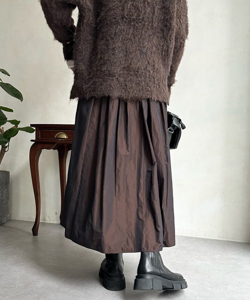 DouDou（ドゥドゥ）の「【WEB限定】タフタフレアスカート（スカート・レディース・ダークグリーン/オリーブ/ブラウン・FREE）」の12枚目の写真