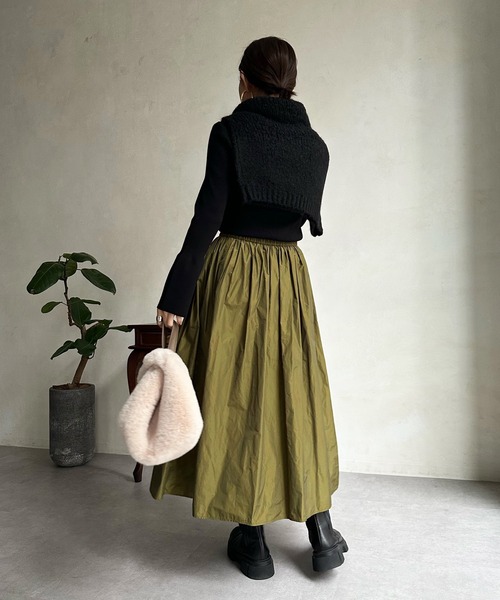 DouDou（ドゥドゥ）の「【WEB限定】タフタフレアスカート（スカート・レディース・ダークグリーン/オリーブ/ブラウン・FREE）」の17枚目の写真