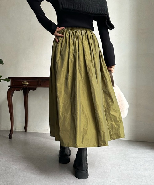 DouDou（ドゥドゥ）の「【WEB限定】タフタフレアスカート（スカート・レディース・ダークグリーン/オリーブ/ブラウン・FREE）」の21枚目の写真