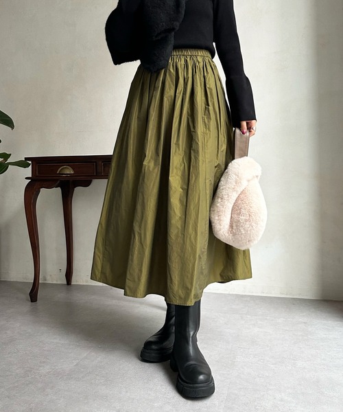 DouDou（ドゥドゥ）の「【WEB限定】タフタフレアスカート（スカート・レディース・ダークグリーン/オリーブ/ブラウン・FREE）」の19枚目の写真