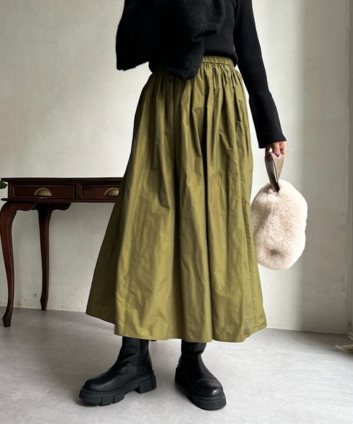 DouDou（ドゥドゥ）の「【WEB限定】タフタフレアスカート（スカート・レディース・ダークグリーン/オリーブ/ブラウン・FREE）」の20枚目の写真