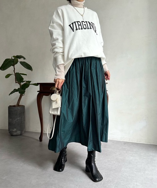 DouDou（ドゥドゥ）の「【WEB限定】タフタフレアスカート（スカート・レディース・ダークグリーン/オリーブ/ブラウン・FREE）」の22枚目の写真