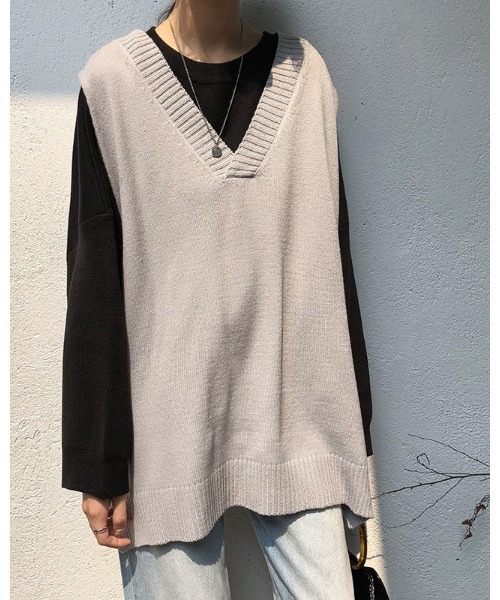 Ritzy(リッツィー)の「Vネックベスト(ベスト・レディース・ホワイト/ブラウン/グレー/ブラック・FREE)」の3枚目の写真