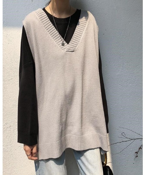 Ritzy(リッツィー)の「Vネックベスト(ベスト・レディース・ホワイト/ブラウン/グレー/ブラック・FREE)」の6枚目の写真