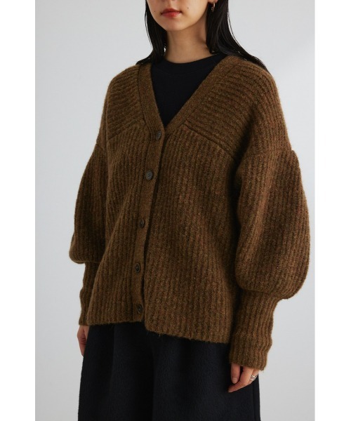 STYLEMIXER(スタイルミキサー)の「ボリュームスリーブモヘヤミックスカーデ(カーディガン/ボレロ・レディース・カーキ/ベージュ・FREE)」の1枚目の写真