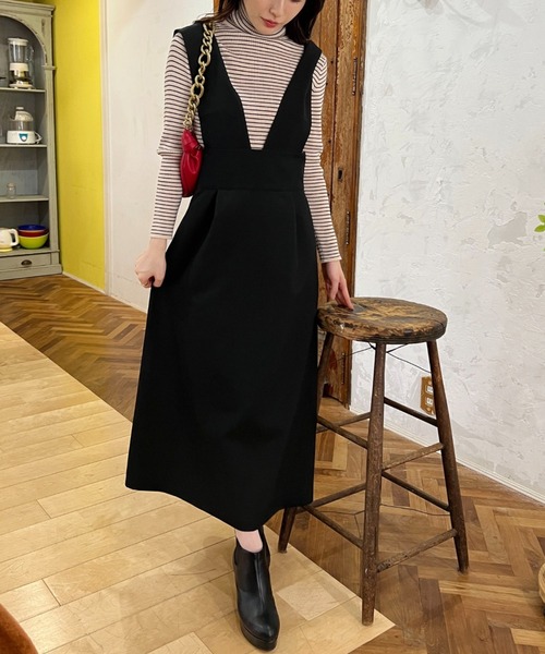 FREE'S MART（フリーズマート）の「◇ハイウエストセミフレアジャンパースカート（ジャンパースカート・レディース・ブラック/ブラウン系その他/ベージュ・SMALL/MEDIUM）」の5枚目の写真