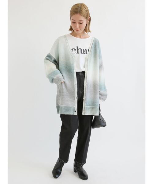 Samansa Mos2 blue（サマンサモスモスブルー）の「◎グラデーションニットカーディガン（カーディガン/ボレロ・レディース・ブラック/ブルー/ミント・ﾌﾘ-）」の7枚目の写真