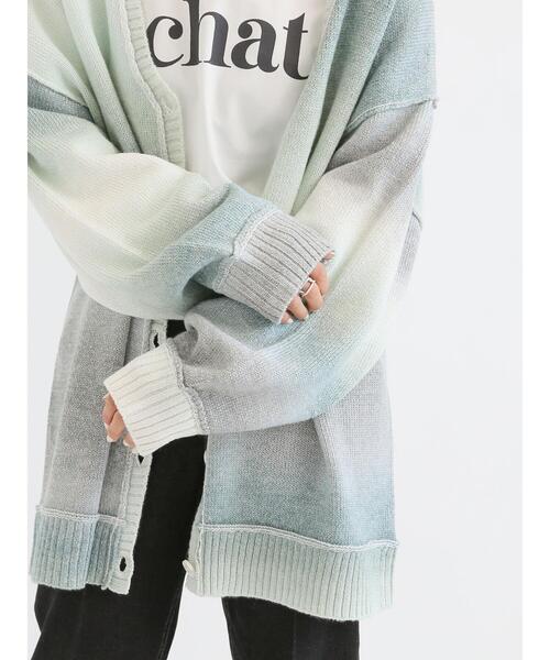 Samansa Mos2 blue（サマンサモスモスブルー）の「◎グラデーションニットカーディガン（カーディガン/ボレロ・レディース・ブラック/ブルー/ミント・ﾌﾘ-）」の11枚目の写真