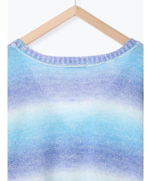 Samansa Mos2 blue（サマンサモスモスブルー）の「◎グラデーションニットカーディガン（カーディガン/ボレロ・レディース・ブラック/ブルー/ミント・ﾌﾘ-）」の5枚目の写真