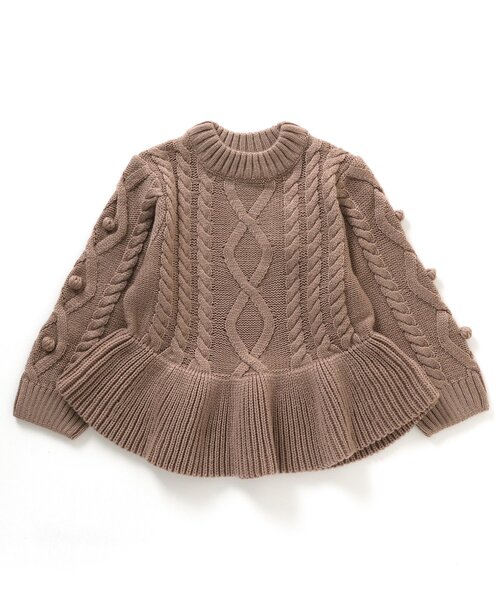 apres les cours（アプレレクール）の「WEB限定 フレアケーブルニット（ニット/セーター・キッズ・サックスブルー/ピンク/ブラウン・140/100/130/120/110/80/90）」の8枚目の写真