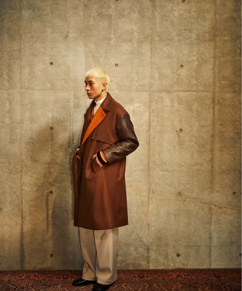 TAUPE(トープ)の「TAUPE/トープ/Leather Sleeve Wrap Coat(その他アウター・メンズ・キャメル・2)」の8枚目の写真