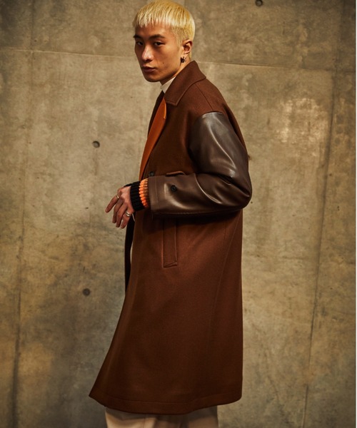 TAUPE(トープ)の「TAUPE/トープ/Leather Sleeve Wrap Coat(その他アウター・メンズ・キャメル・2)」の6枚目の写真