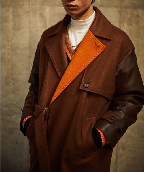 TAUPE(トープ)の「TAUPE/トープ/Leather Sleeve Wrap Coat(その他アウター・メンズ・キャメル・2)」の18枚目の写真