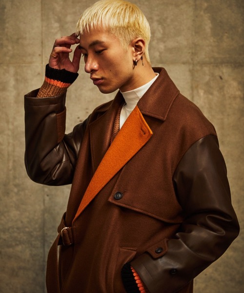 TAUPE(トープ)の「TAUPE/トープ/Leather Sleeve Wrap Coat(その他アウター・メンズ・キャメル・2)」の21枚目の写真