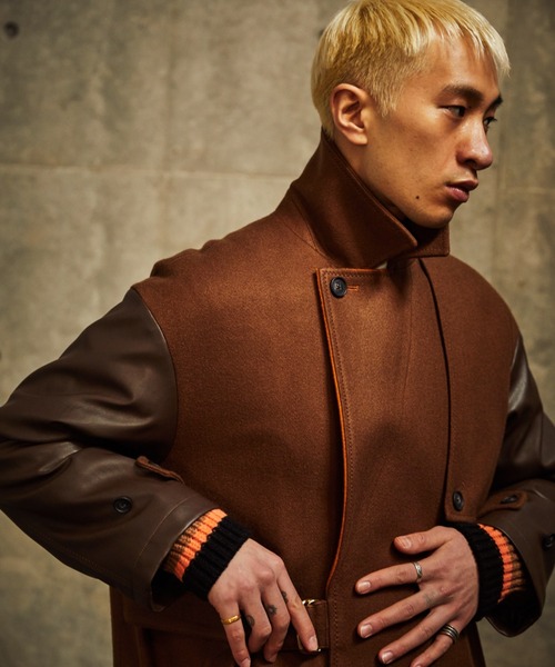 TAUPE(トープ)の「TAUPE/トープ/Leather Sleeve Wrap Coat(その他アウター・メンズ・キャメル・2)」の11枚目の写真