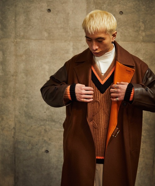 TAUPE(トープ)の「TAUPE/トープ/Leather Sleeve Wrap Coat(その他アウター・メンズ・キャメル・2)」の9枚目の写真