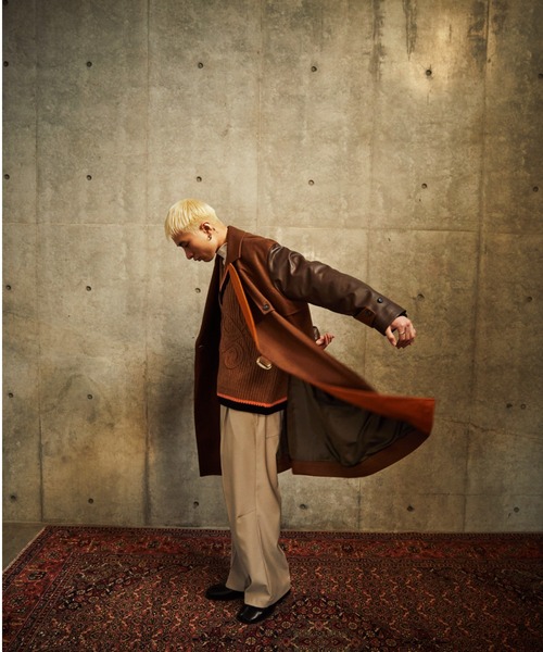 TAUPE(トープ)の「TAUPE/トープ/Leather Sleeve Wrap Coat(その他アウター・メンズ・キャメル・2)」の13枚目の写真