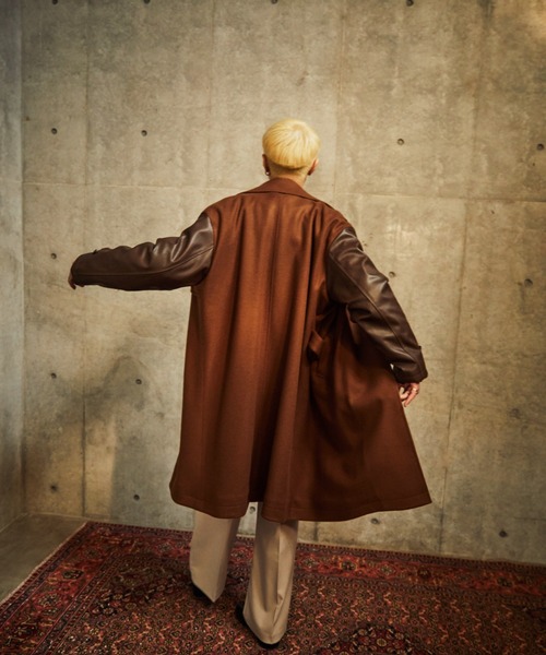 TAUPE(トープ)の「TAUPE/トープ/Leather Sleeve Wrap Coat(その他アウター・メンズ・キャメル・2)」の7枚目の写真