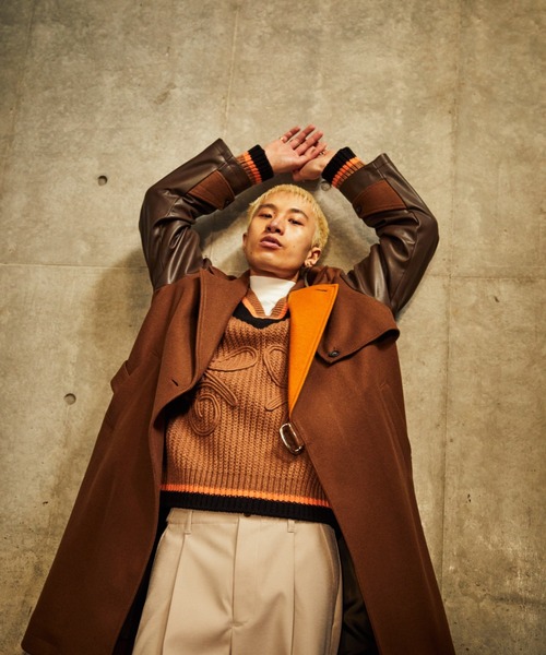 TAUPE(トープ)の「TAUPE/トープ/Leather Sleeve Wrap Coat(その他アウター・メンズ・キャメル・2)」の4枚目の写真