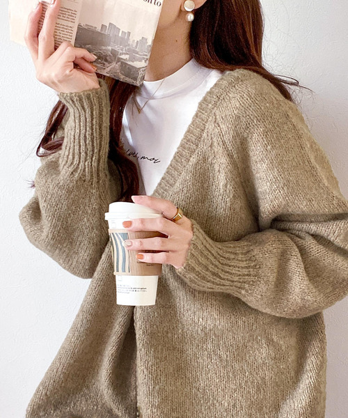 mily bilet（ミウィビレット）の「【mily bilet】淡色にきゅんきゅん。バッククロスメランジVネックニットカーディガン（ニット/セーター・レディース・アイボリー/ブルー/ピンク/ベージュ系その他/イエロー/グレー・LARGE/MEDIUM/X-LARGE/SMALL）」の16枚目の写真