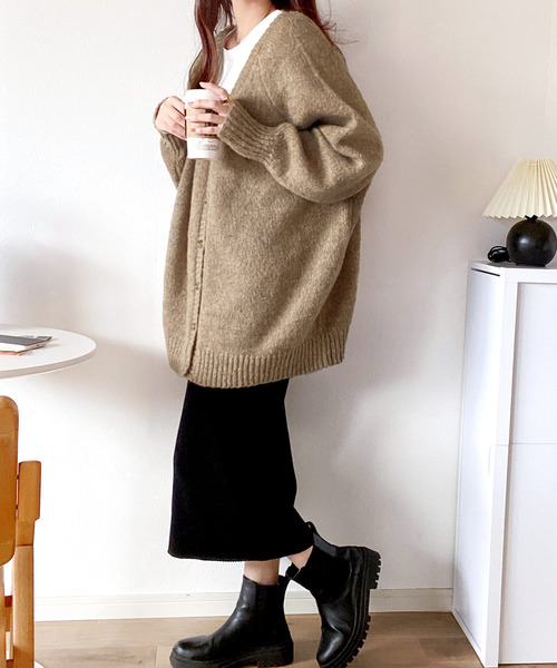 mily bilet（ミウィビレット）の「【mily bilet】淡色にきゅんきゅん。バッククロスメランジVネックニットカーディガン（ニット/セーター・レディース・アイボリー/ブルー/ピンク/ベージュ系その他/イエロー/グレー・LARGE/MEDIUM/X-LARGE/SMALL）」の17枚目の写真