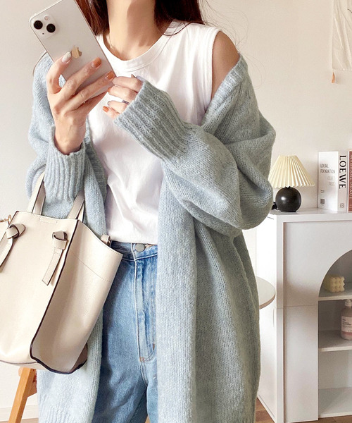 mily bilet（ミウィビレット）の「【mily bilet】淡色にきゅんきゅん。バッククロスメランジVネックニットカーディガン（ニット/セーター・レディース・アイボリー/ブルー/ピンク/ベージュ系その他/イエロー/グレー・LARGE/MEDIUM/X-LARGE/SMALL）」の15枚目の写真