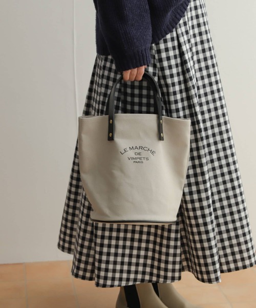 LE MARCHE DE VIMPETS PRIS(ルマルシェドヴィムペッツ)の「『別注』LE MARCHE DE VIMPETS×DOORS マルシェトート(トートバッグ・レディース・アイボリー/ライトグレー・ONE)」の4枚目の写真